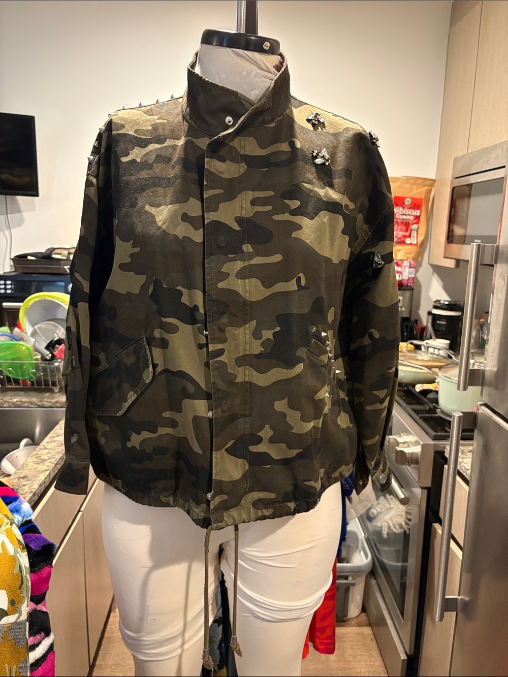 H&M Men's Camouflage Field Jacket - Olive & Black